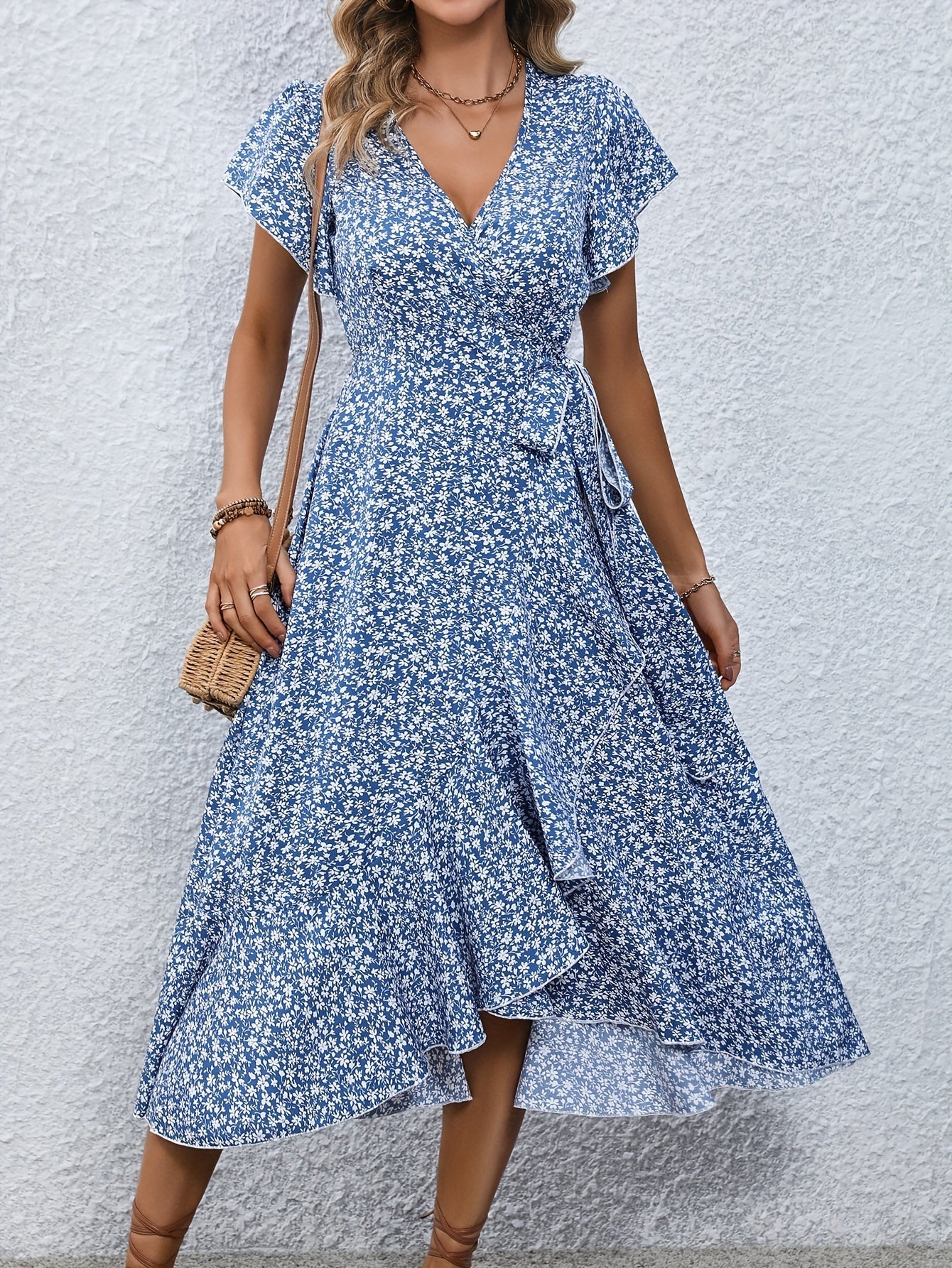 Rosa Wickelkleid mit Blumenmuster - Clara