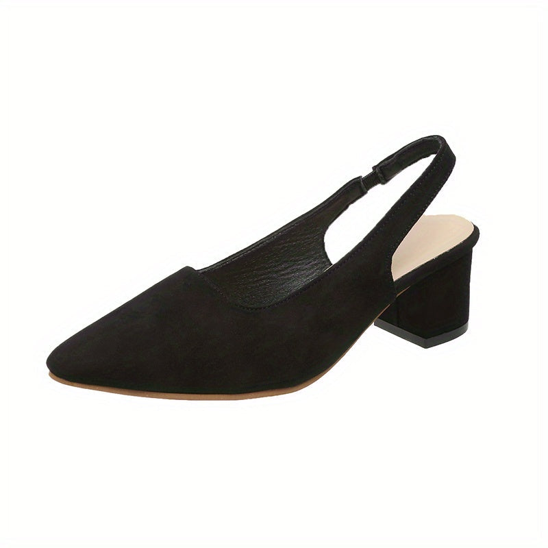 Beige Leinenpumps mit Blockabsatz - Sophia