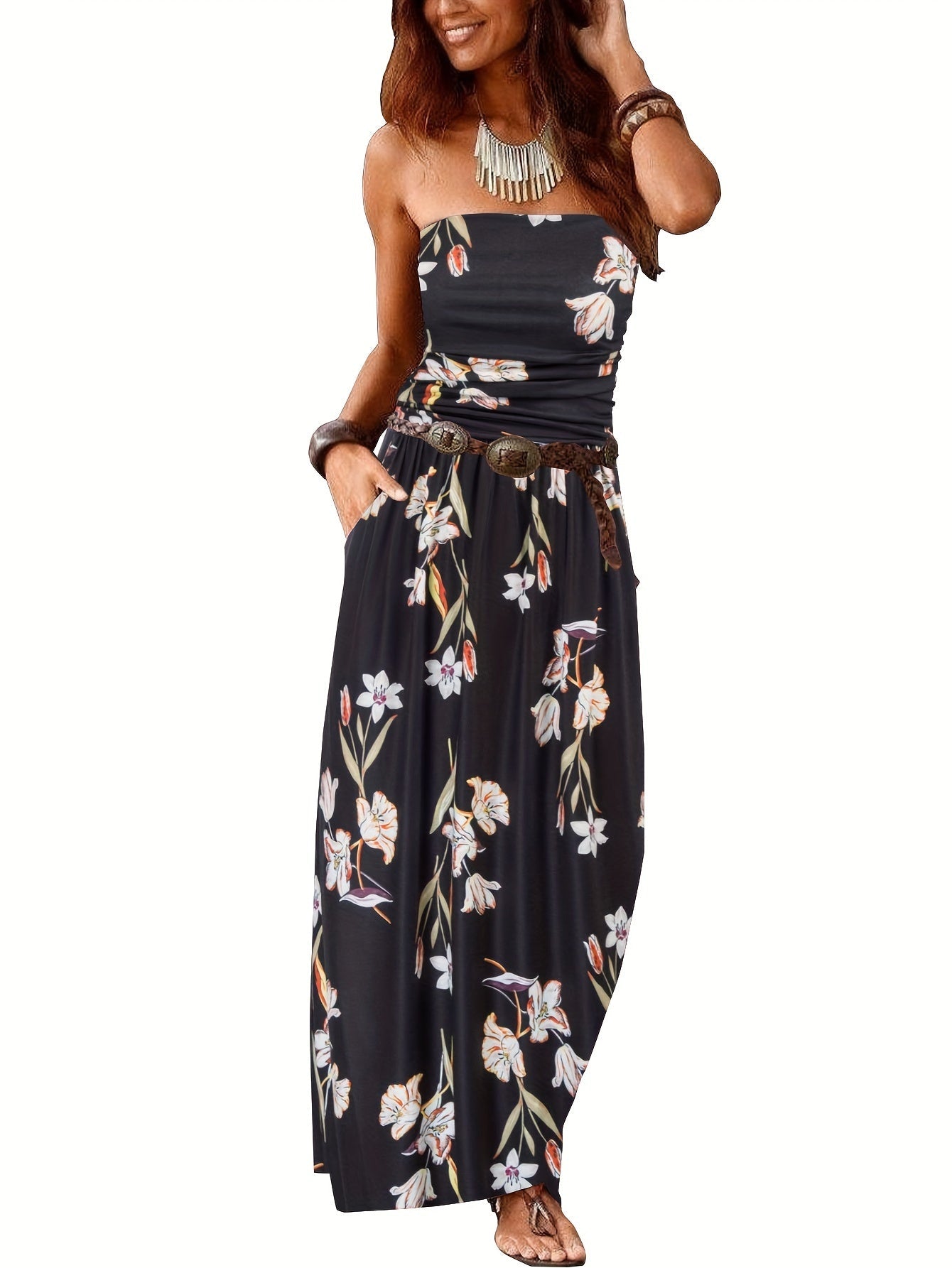 Schwarzes Maxikleid mit Bandeau - Lara
