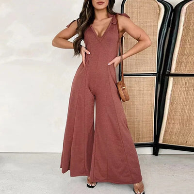 Verona  |  Damen Jumpsuit mit tiefem V-Ausschnitt und breiter Schulterpartie