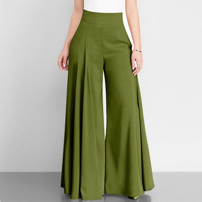 Wendal - Elegante Hose mit hoher Taille und weitem Bein, plissiert, für Frauen