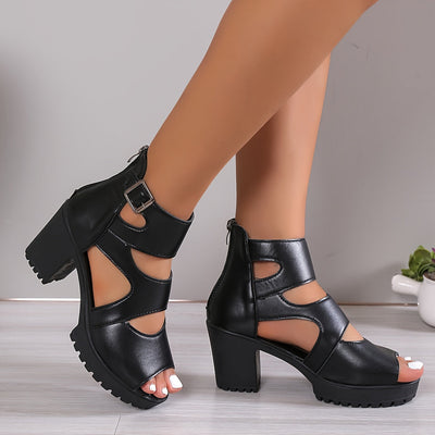 Schwarze Plateau-Sandalen - Mia