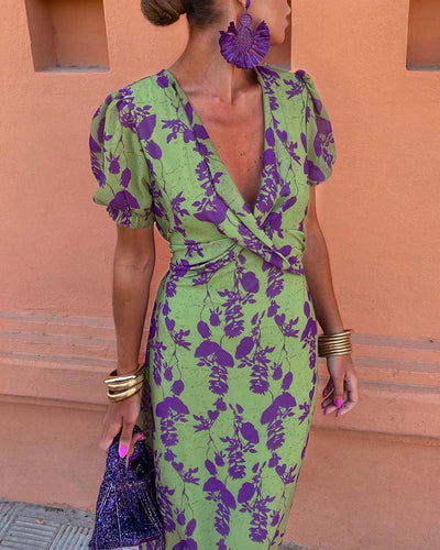 Della - Damen Faltenrock Blumenmuster Boho Kleid