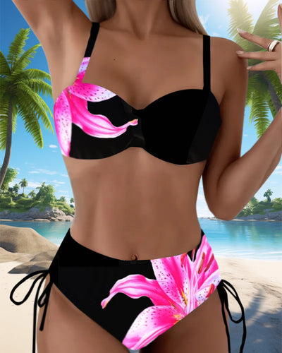 Bikini Dreieck Schnürung Blumenmuster