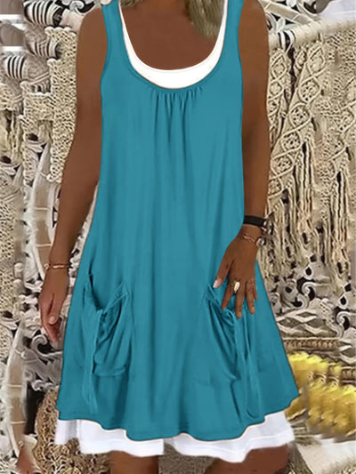 Olivgrünes Kleid mit Taschen - Emma
