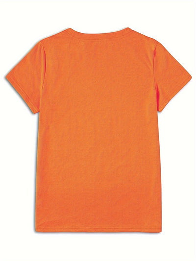 Kürbisgesicht T-Shirt, Casual Kurzarm Oberteil mit Rundhals