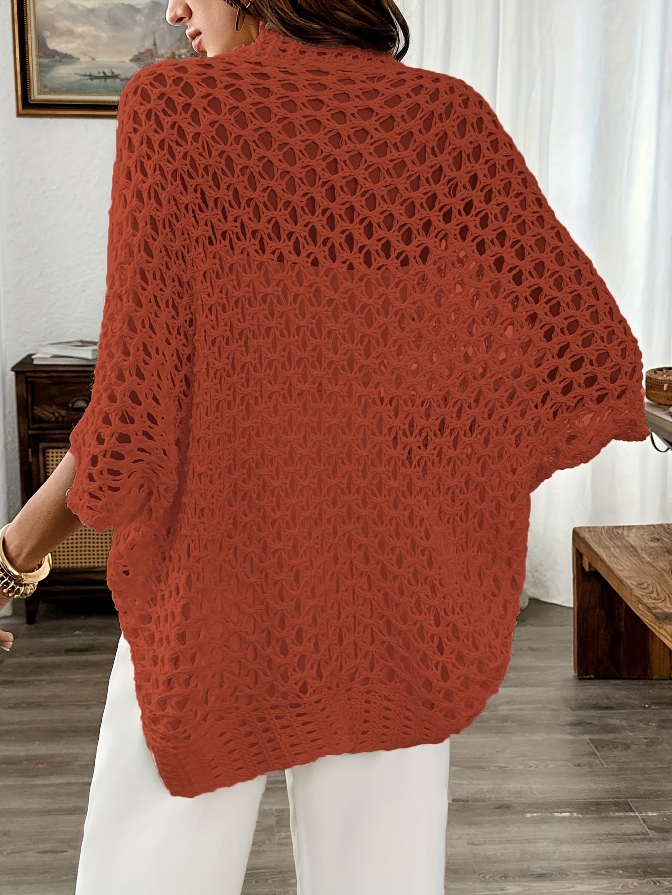 Etleva - Eleganter Hohler Strickjacke Mit Fledermausärmeln