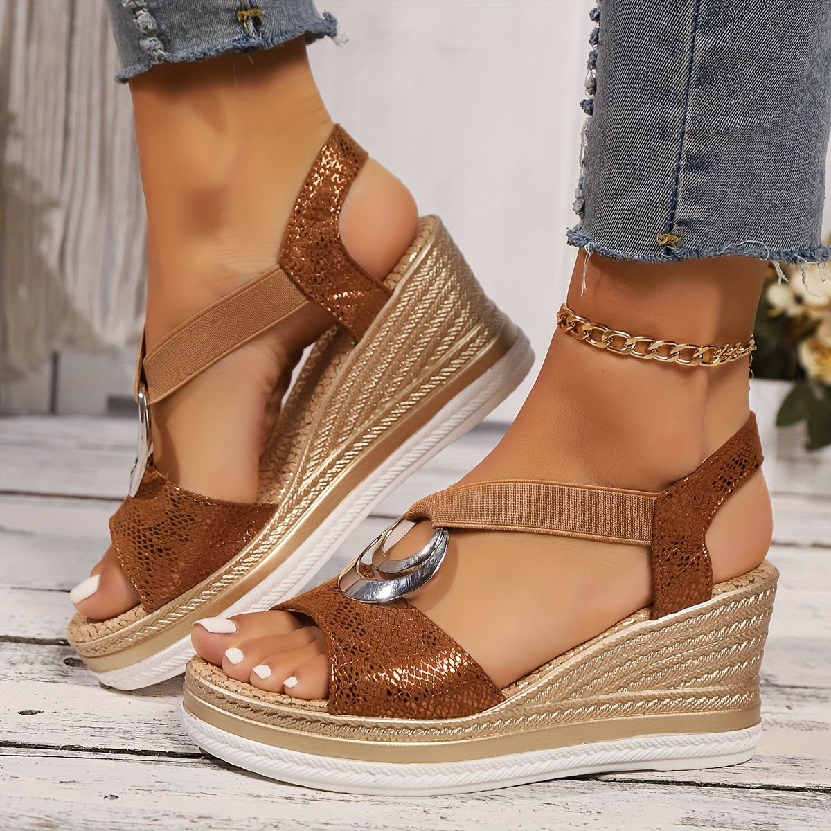 Blaue Wedge-Sandaletten - Laura