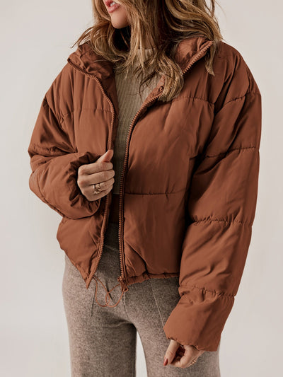 Schwarze Pufferjacke mit Reißverschluss – Lässige Langarmjacke für jeden Tag