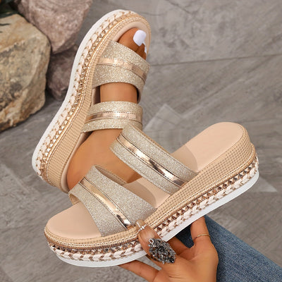 Champagner Plattform Sandalen - Melanie