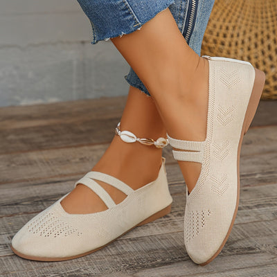 Schwarze Damen Strick Flats