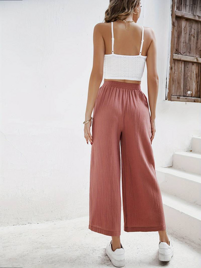 Urlaubshosen-Set: Ärmelloses Crop-Top & Kordelzug Hose - Lara