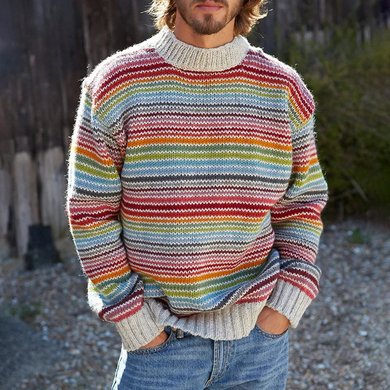 Joshua – Mehrfarbiger Strickpullover