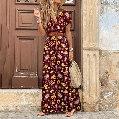 "Fiamma" Designer-Maxikleid mit Blumendruck