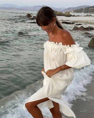 Sofia - Leinen Träume Off-Shoulder Kleid