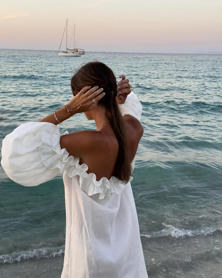 Sofia - Leinen Träume Off-Shoulder Kleid