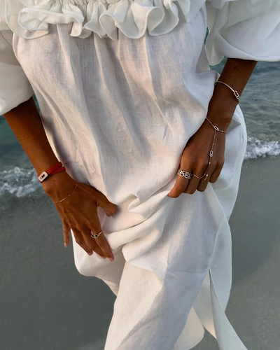 Sofia - Leinen Träume Off-Shoulder Kleid