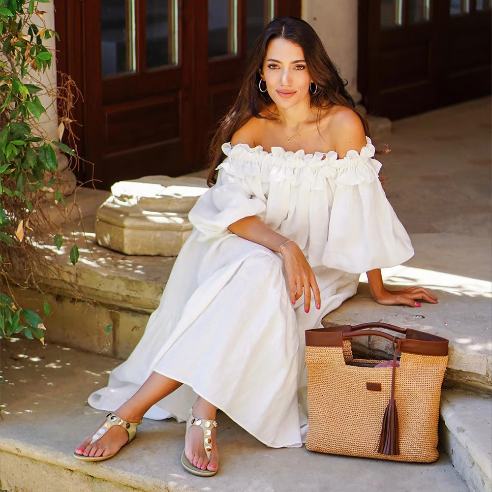 Sofia - Leinen Träume Off-Shoulder Kleid