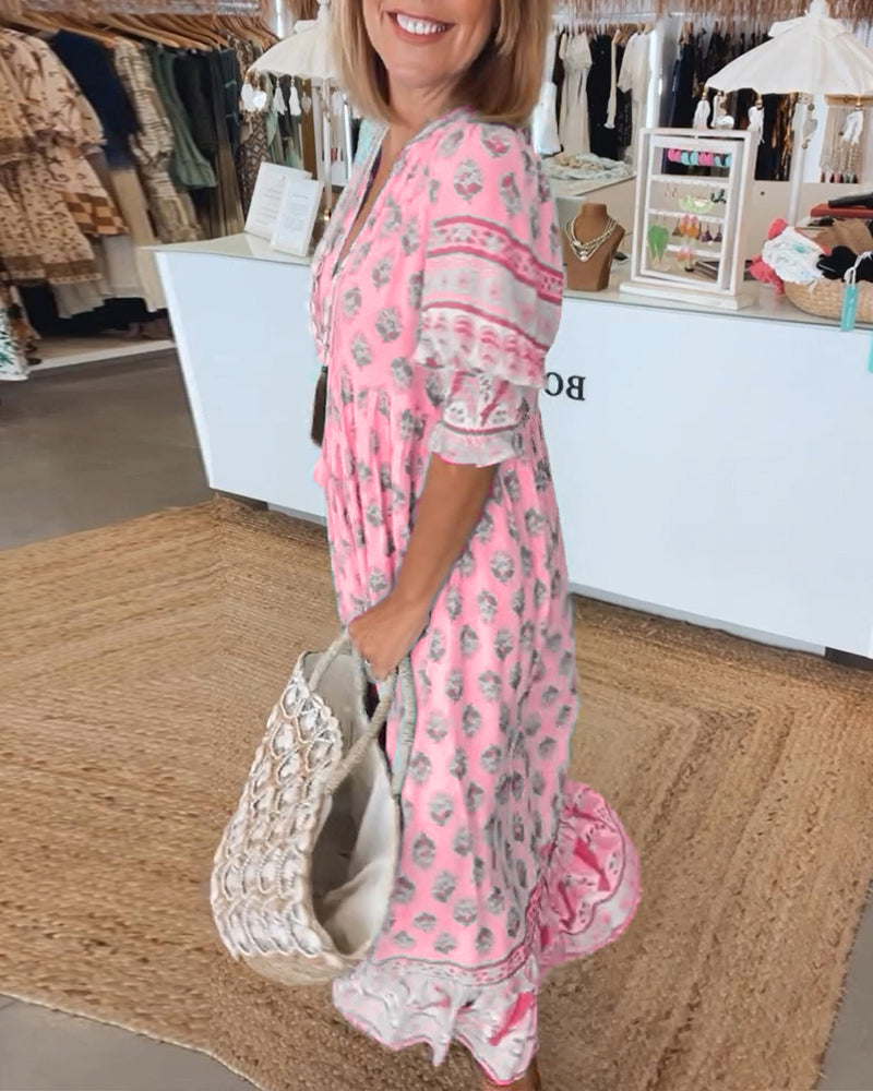 Peyton – Langärmliges Bohemian Kleid mit Laternenärmeln