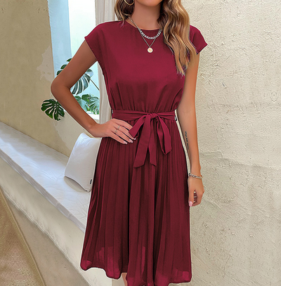 Beiges Spitzenkleid mit Schleife - Sophia