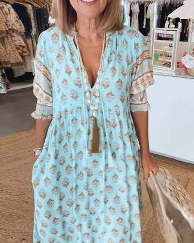 Peyton – Langärmliges Bohemian Kleid mit Laternenärmeln
