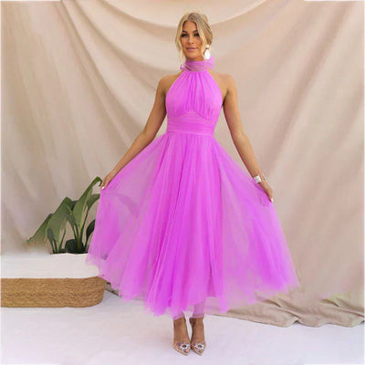 Pearlina - Elegantes Mesh-Kleid mit hohem Kragen