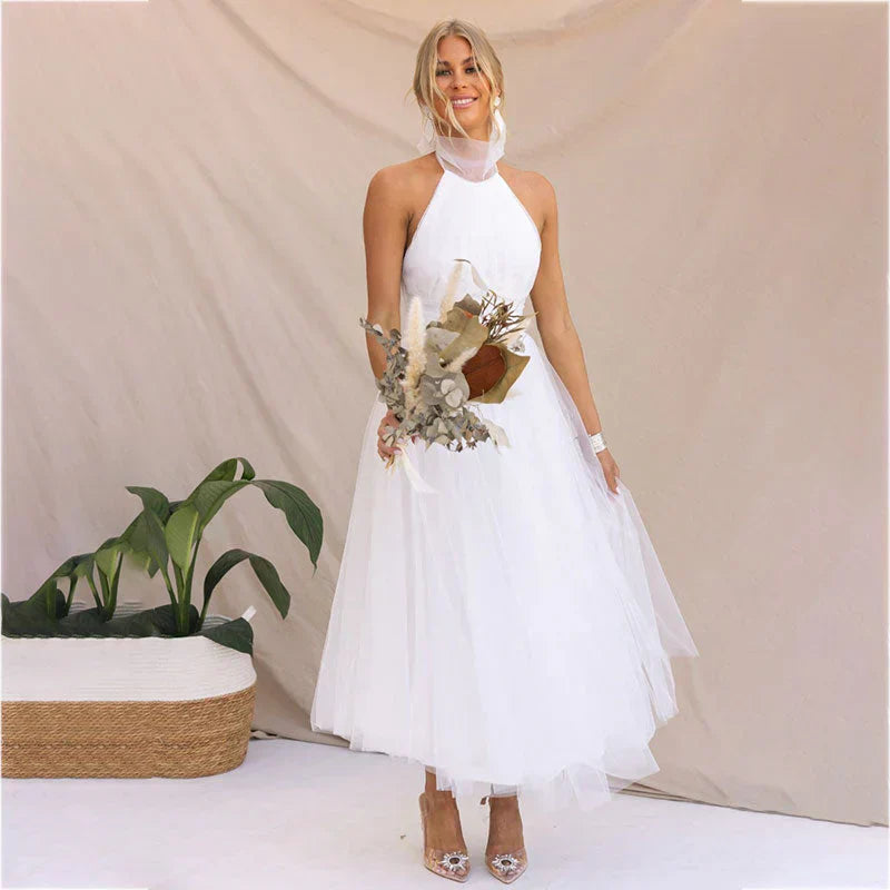 Pearlina - Elegantes Mesh-Kleid mit hohem Kragen