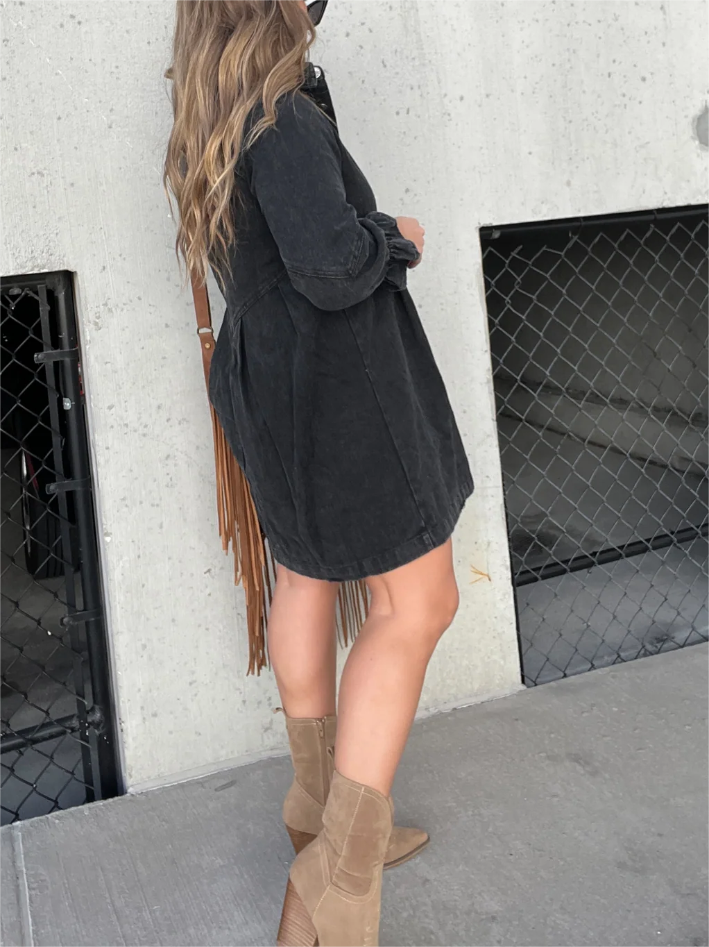 Galilea - Schickes Denim Midi-Kleid mit Umlegekragen