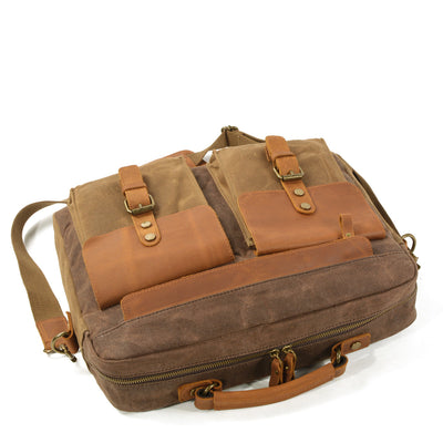 Hulls™ Herren Schultertasche – Vintage Umhängetasche Aus Gewebtem Canvas & Leder, 12L