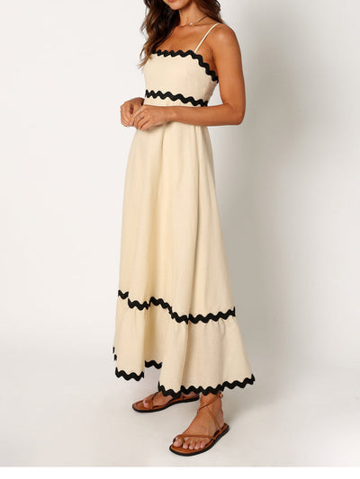 Cremefarbenes Maxikleid Schwarz - Valeria
