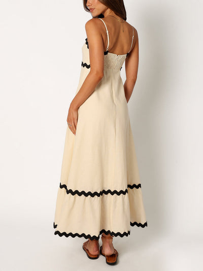 Cremefarbenes Maxikleid Schwarz - Valeria