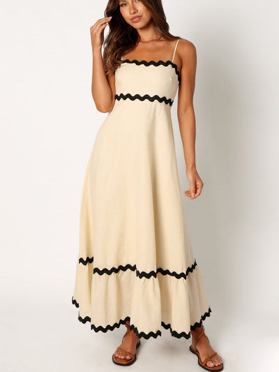 Cremefarbenes Maxikleid Schwarz - Valeria