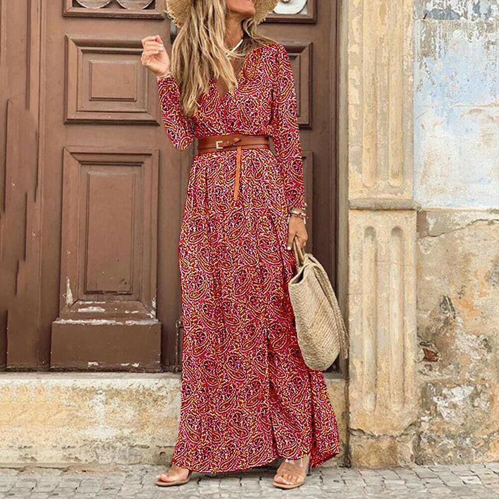 "Fiamma" Designer-Maxikleid mit Blumendruck