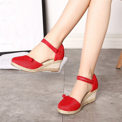 "Dorette" Canvas-Sandalen