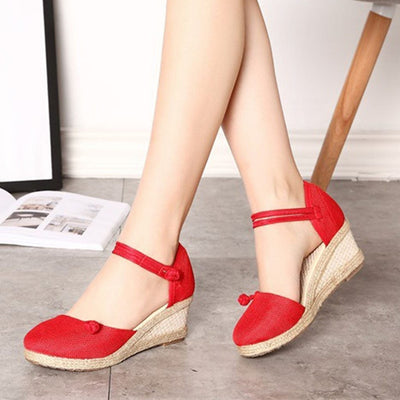 "Dorette" Canvas-Sandalen