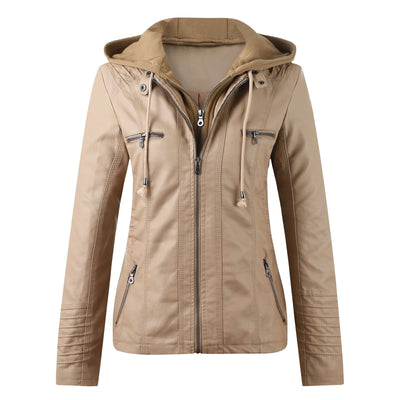 "Sandra" Lederjacke Mit Kapuze
