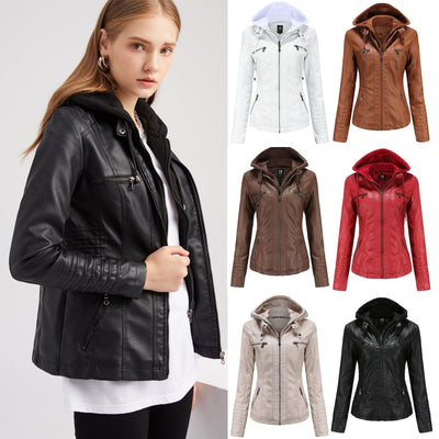 "Sandra" Lederjacke Mit Kapuze