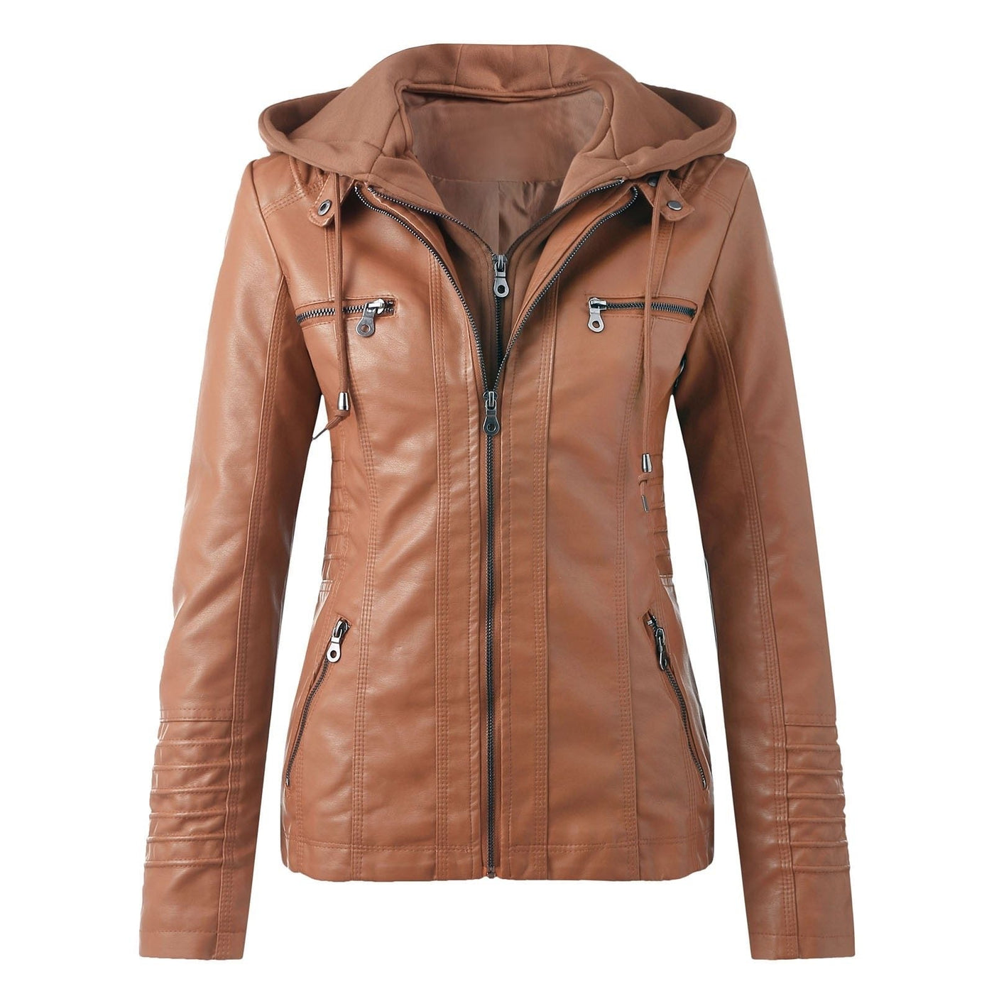 "Sandra" Lederjacke Mit Kapuze