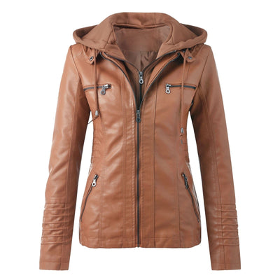 "Sandra" Lederjacke Mit Kapuze