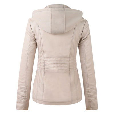 "Sandra" Lederjacke Mit Kapuze