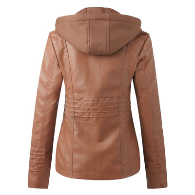 "Sandra" Lederjacke Mit Kapuze