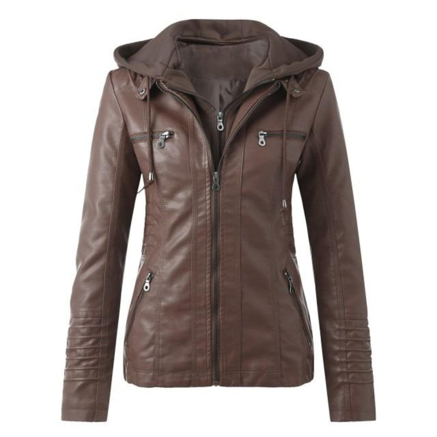 "Sandra" Lederjacke Mit Kapuze