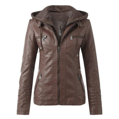 "Sandra" Lederjacke Mit Kapuze