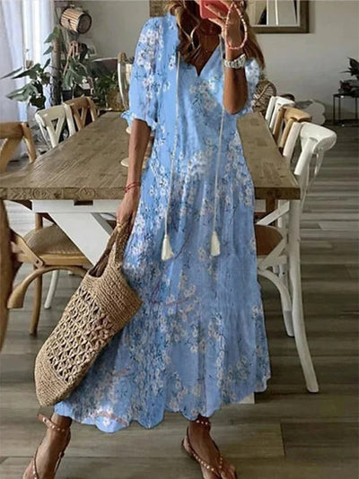 Sophia - Boho Vintage V-Ausschnitt Sommerkleid