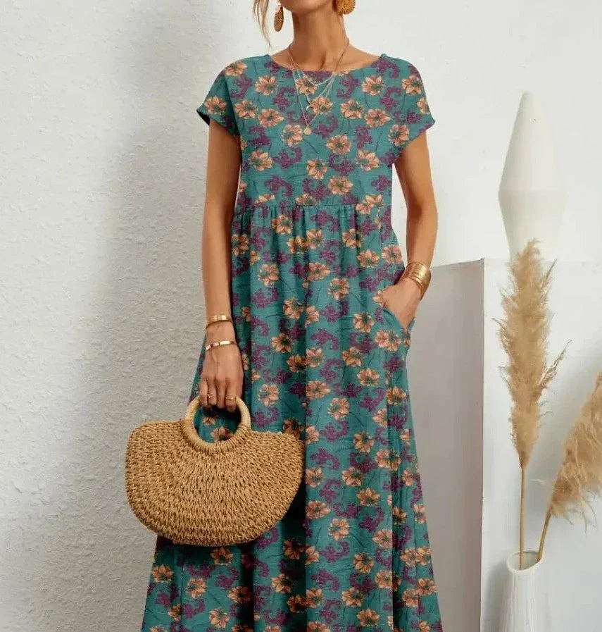 Braunes Blumenkleid - Maria