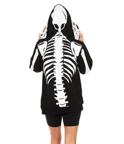 Damen Skelett Hoodie – Schwarz