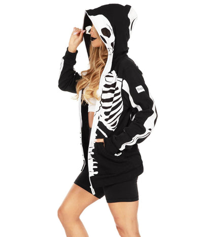 Damen Skelett Hoodie – Schwarz